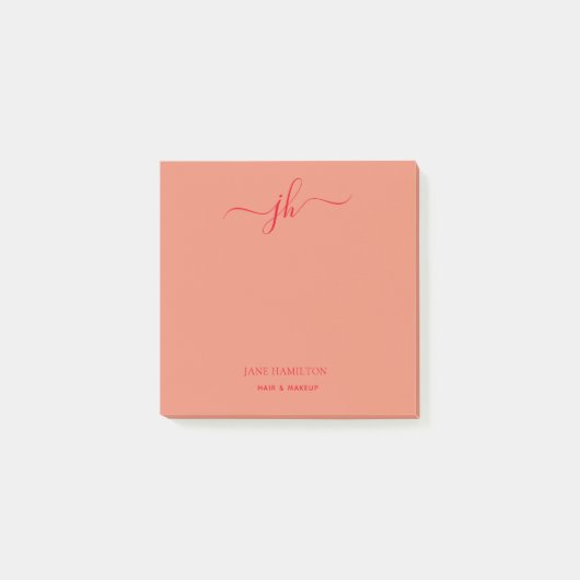 Minimalistische Monogram Script Naam Post-it® Notes (Voorkant)
