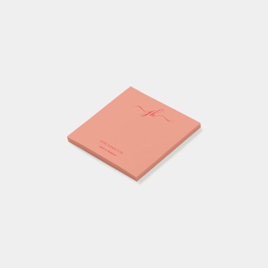 Minimalistische Monogram Script Naam Post-it® Notes (Schuin)
