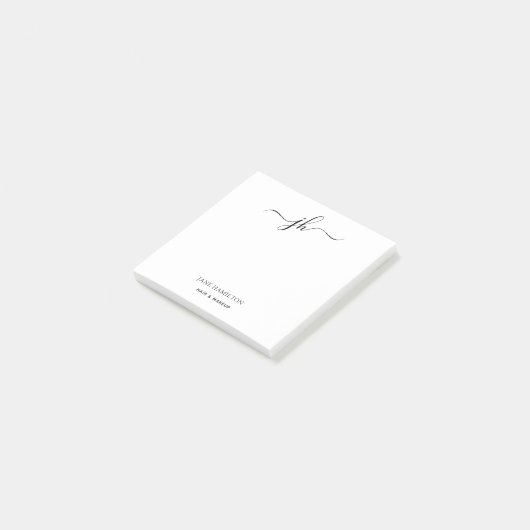 Minimalistische Monogram Script Naam Post-it® Notes (Schuin)