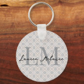Minimalistische Monogram Script Naam Spaanse Tegel Sleutelhanger (Voorkant)