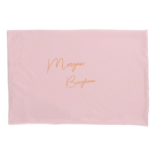 Minimalistische monogram script roze kussensloop (Voorkant)