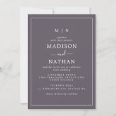 Minimalistische Monogram Slate Grey bruiloft uitno Kaart (Voorkant)