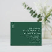 Minimalistische Monogram Smaragdgroene QR Code Wed Uitnodiging Briefkaart (Staand voorkant)