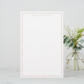 Minimalistische Monogram Stof Roze Twee Randen Briefpapier (Staand voorkant)