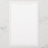 Minimalistische Monogram Stof Roze Twee Randen Briefpapier (Voorkant)