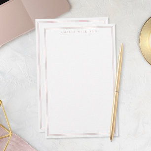 Minimalistische Monogram Stof Roze Twee Randen Briefpapier