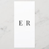 Minimalistische Monogram Trouw Menu Kaart (Achterkant)