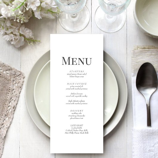 Minimalistische Monogram Trouw Menu Kaart