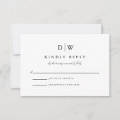 Minimalistische Monogram Trouw RSVP Kaartje (Voorkant)