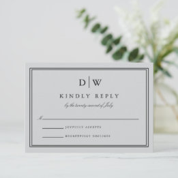 Minimalistische Monogram Trouw RSVP Kaartje