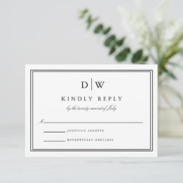 Minimalistische Monogram Trouw RSVP Kaartje