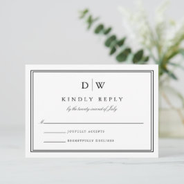 Minimalistische Monogram Trouw RSVP Kaartje