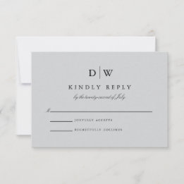 Minimalistische Monogram Trouw RSVP Kaartje