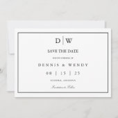 Minimalistische Monogram Trouw Save The Date (Voorkant)