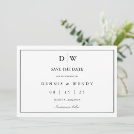Minimalistische Monogram Trouw Save The Date