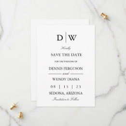 Minimalistische Monogram Trouw Save The Date