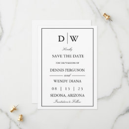 Minimalistische Monogram Trouw Save The Date