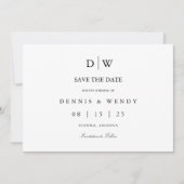 Minimalistische Monogram Trouw Save The Date (Voorkant)