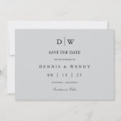 Minimalistische Monogram Trouw Save The Date (Voorkant)