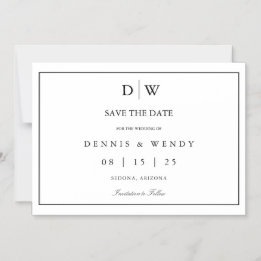 Minimalistische Monogram Trouw Save The Date Magnetische Uitnodiging