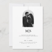 Minimalistische Monogram Trouw Uitnodiging met Fot (Voorkant)