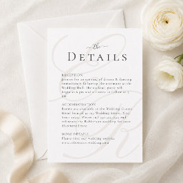 Minimalistische Monogram Trouwdetailskaart Kaart