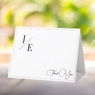 Minimalistische Monogram Trouwen Dank u Wit Bedankkaart