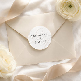 Minimalistische Monogram Trouwronde Sticker