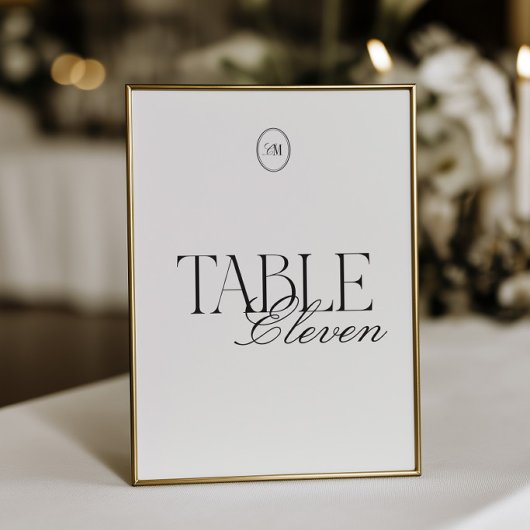 Minimalistische Monogram Trouwtafel Nummerkaart Kaart