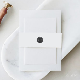 Minimalistische Monogram Trouwuitnodiging Buikband Uitnodigingen Wikkel