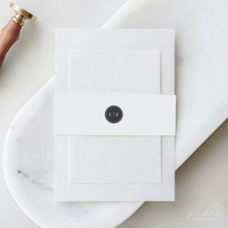 Minimalistische Monogram Trouwuitnodiging Buikband Uitnodigingen Wikkel