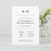 Minimalistische Monogram Trouwuitnodiging Kaart (Staand voorkant)