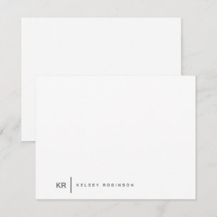 Minimalistische monogram typografie grijs vlak notitiekaartje