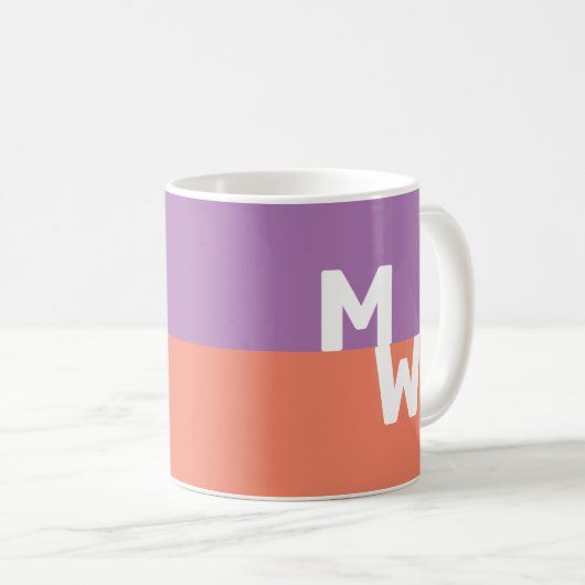 Minimalistische Monogram Vierkante Pastel QR Code Koffiemok (Voorkant rechts)