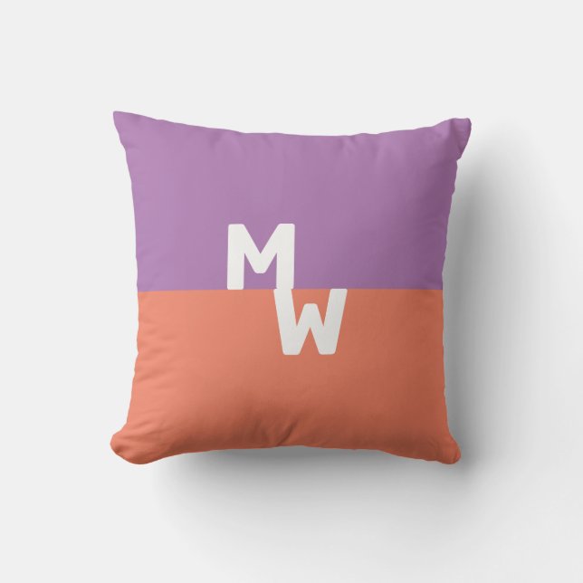 Minimalistische Monogram Vierkante Pastel QR Code Kussen (Voorkant)