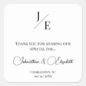 Minimalistische Monogram Wedding Favoriet | Wit Vierkante Sticker (Voorkant)