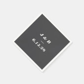 Minimalistische Monogram Zacht Zwart Huwelijk Cust Servet (Hoek)