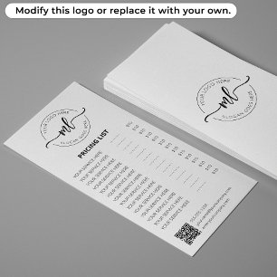 Minimalistische Monogram Zakelijk Logo Prijslijst Reclamekaart