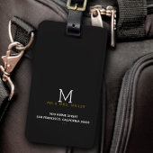 minimalistische monogrammed black Mr & Mrs. Bagagelabel