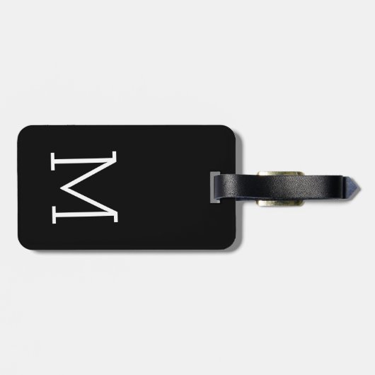 minimalistische monogrammed black Mr & Mrs. Bagagelabel (Achterkant horizontaal)