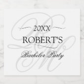 Minimalistische Monogrammed Elegant Bachelor Party Likeurfles Etiket (Enkel label)