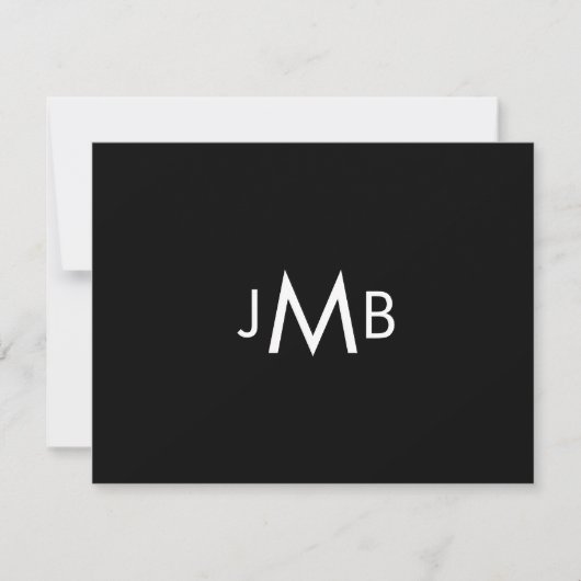 Minimalistische Monogrammed-Initialen Zwart gevouw Bedankkaart (Voorkant)