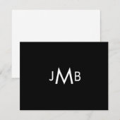 Minimalistische Monogrammed-Initialen Zwart gevouw Bedankkaart (Voorkant / Achterkant)