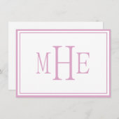 Minimalistische Monogrammed Pink Notitiekaartje (Voorkant / Achterkant)