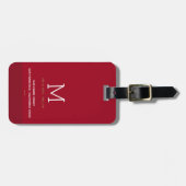 Minimalistische Monogrammed Red Mr. & Mrs. Bagagelabel (Voorkant horizontaal)