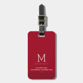 Minimalistische Monogrammed Red Mr. & Mrs. Bagagelabel (Voorkant verticaal)