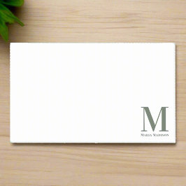 Minimalistische Monogrammed Sage Groene Initiaal N Post-it® Notes