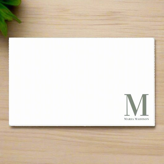 Minimalistische Monogrammed Sage Groene Initiaal N Post-it® Notes