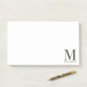 Minimalistische Monogrammed Sage Groene Initiaal N Post-it® Notes (Op bureau)