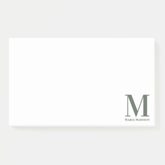 Minimalistische Monogrammed Sage Groene Initiaal N Post-it® Notes (Voorkant)
